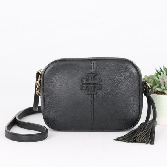 Tory Burch Handbags - Tory Burch McGraw Black Leather Camera Bag